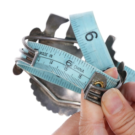 6.5" 50's-60's Zuni Rainbow Man silver cuff bracelet coral, turquoise, shell - Estate Fresh Austin