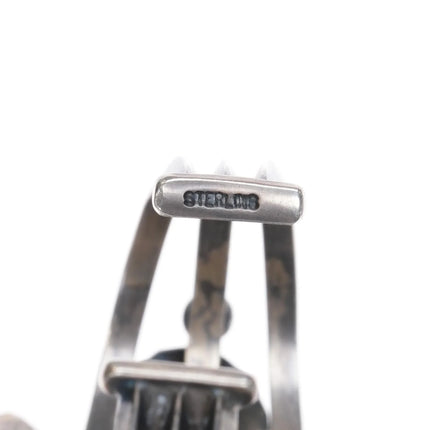 6.25" Henry Morgan Navajo sterling vintage Zuni inlay dancer cuff bracelet - Estate Fresh Austin