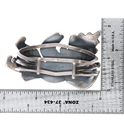 6.25" Henry Morgan Navajo sterling vintage Zuni inlay dancer cuff bracelet - Estate Fresh Austin