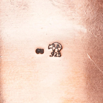 7" Copper plated Sterling silver Running Bear shop turquoise cuff bracelet - Estate Fresh Austin