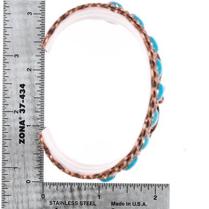 7" Copper plated Sterling silver Running Bear shop turquoise cuff bracelet - Estate Fresh Austin