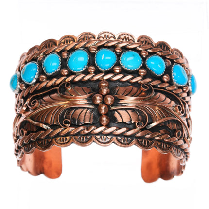 7" Copper plated Sterling silver Running Bear shop turquoise cuff bracelet - Estate Fresh Austin