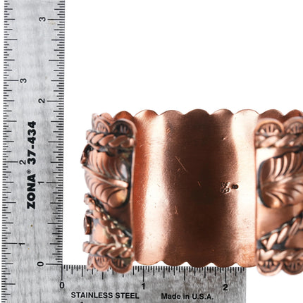 7" Copper plated Sterling silver Running Bear shop turquoise cuff bracelet - Estate Fresh Austin