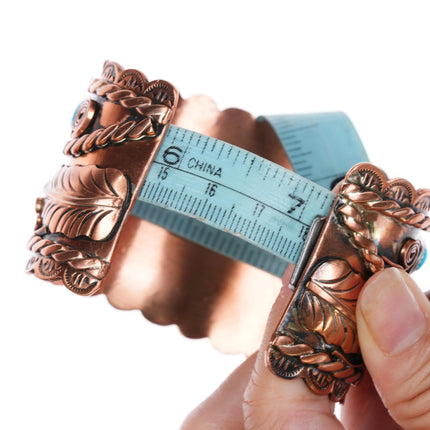7" Copper plated Sterling silver Running Bear shop turquoise cuff bracelet - Estate Fresh Austin