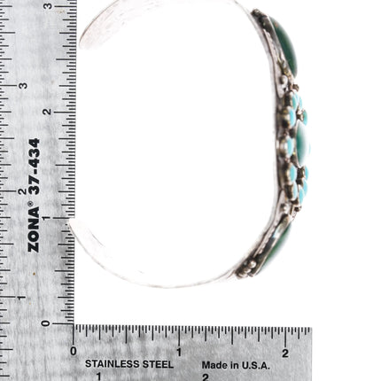 7.5" 30's Navajo Fred Harvey cluster turquoise cuff bracelet with rabbits - Estate Fresh Austin