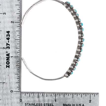 6" three row 30's-40's Zuni silver snake eye turquoise cuff bracelet - Estate Fresh Austin