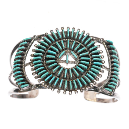 6.5" Bellson Zuni sterling Needlepoint turquoise cuff bracelet - Estate Fresh Austin