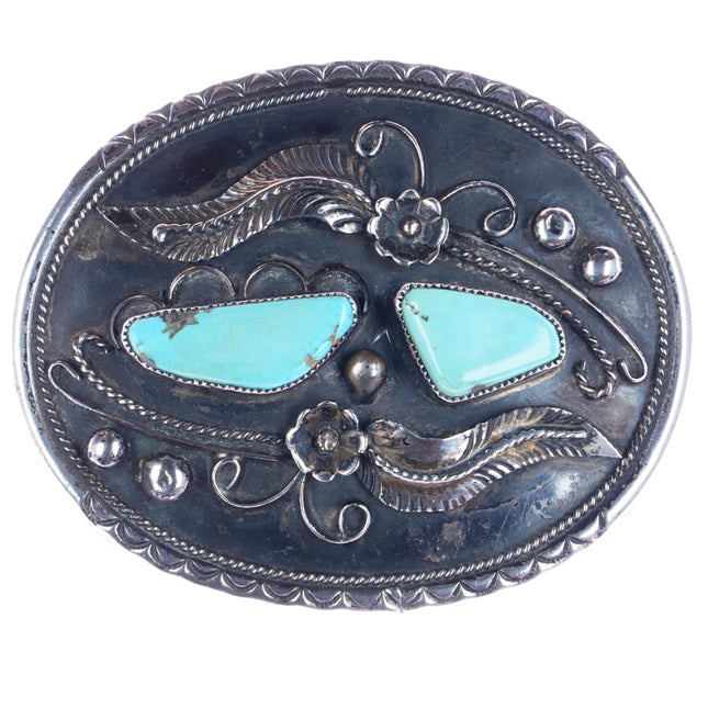 60's-70's Vintage Navajo silver and turquoise belt buckle