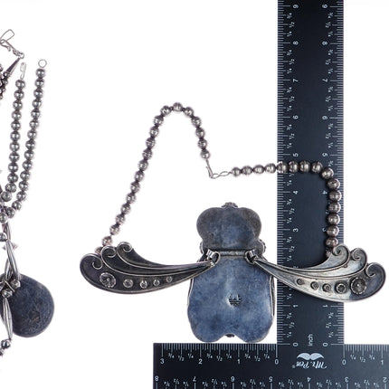 Huge 1970's Navajo silver spiderweb turquoise butterfly bib necklace - Estate Fresh Austin