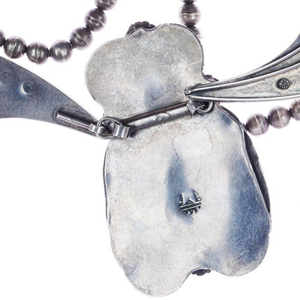 Huge 1970's Navajo silver spiderweb turquoise butterfly bib necklace - Estate Fresh Austin