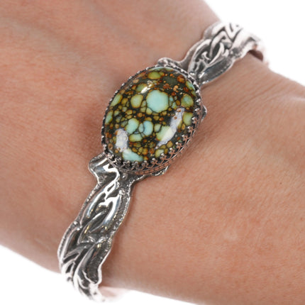 7" John Hartman Durango Silver Seven Dwarves Chalcosiderite cuff bracelet - Estate Fresh Austin