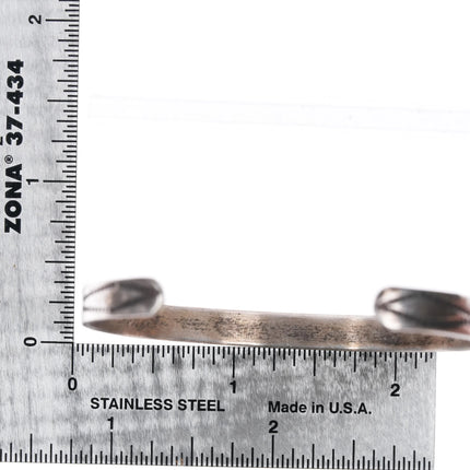 6.5" 30's-40's Zuni sterling and turquoise slim stacker row cuff bracelet - Estate Fresh Austin