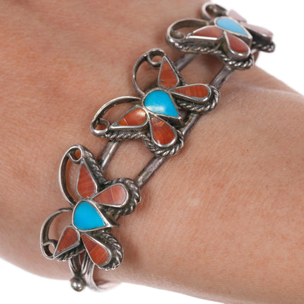 6.625" Julia Cadman Navajo silver Zuni style butterfly cuff bracelet - Estate Fresh Austin