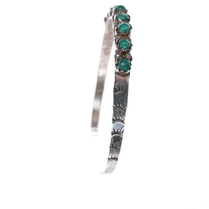 6.25" 1940's Zuni silver turquoise stacker stacking row cuff bracelet snake eye - Estate Fresh Austin
