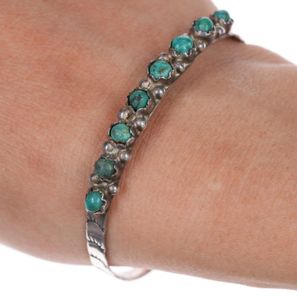 6.25" 1940's Zuni silver turquoise stacker stacking row cuff bracelet snake eye - Estate Fresh Austin