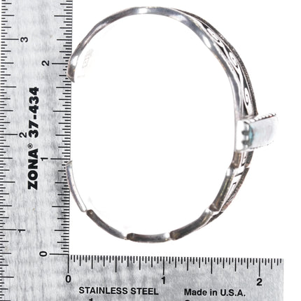 6.25" Gerald (Honwytewa) Lomaventema Hopi Overlay cuff bracelet turquoise/coral - Estate Fresh Austin