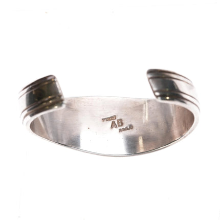 6.625" Abraham Begay Navajo rug silver coral spiderweb turquoise cuff bracelet - Estate Fresh Austin