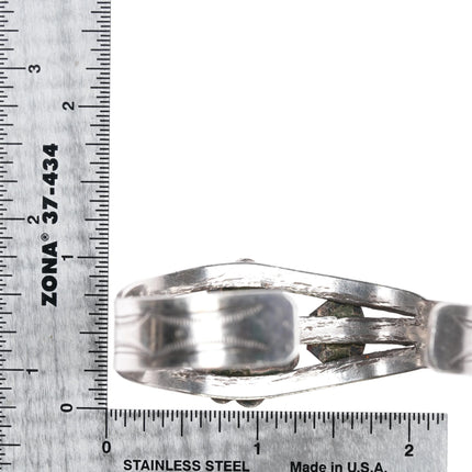 6.375" 40's Navajo silver cuff bracelet with turquoise hand stamped sides - Estate Fresh Austin