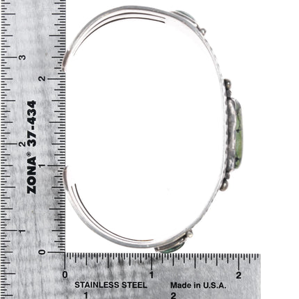 6.75" 30's-40's Vintage Navajo silver green turquoise cuff bracelet - Estate Fresh Austin