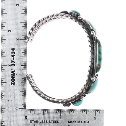 6.75" 30's-40's Vintage Navajo silver 5 stone Royston turquoise cuff bracelet - Estate Fresh Austin