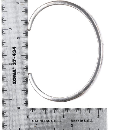 7.12" Chee-Supersmiths David Rosales Navajo silver petrified wood cuff bracelet - Estate Fresh Austin