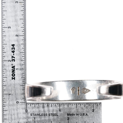 7.12" Chee-Supersmiths David Rosales Navajo silver petrified wood cuff bracelet - Estate Fresh Austin