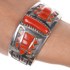 6.875 Michael Perry Navajo silver coral inlay cuff bracelet - Estate Fresh Austin