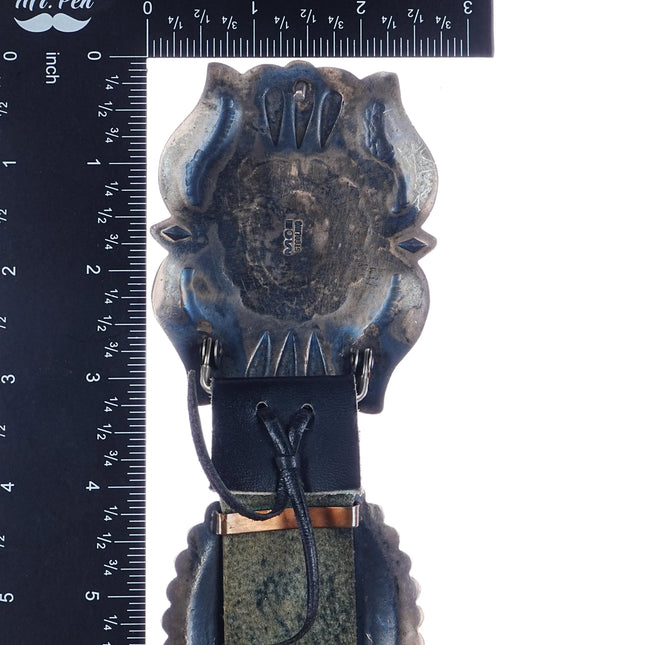 36" Mary Cayatineto Navajo hand stamped silver spiny oyster concho belt - Estate Fresh Austin