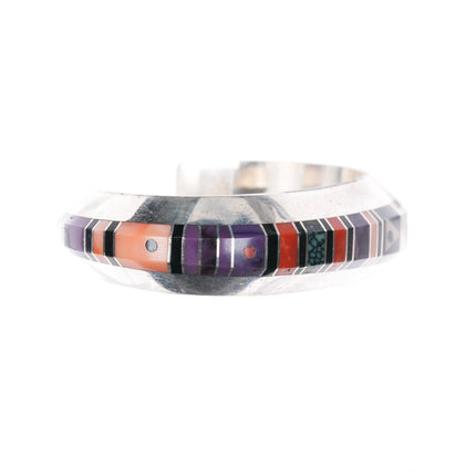 6" Gibson Nez Navajo/Apache sterling - Sugilite, coral, variscite cuff bracelet - Estate Fresh Austin