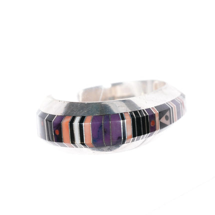 6" Gibson Nez Navajo/Apache sterling - Sugilite, coral, variscite cuff bracelet - Estate Fresh Austin