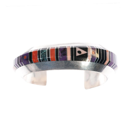 6" Gibson Nez Navajo/Apache sterling - Sugilite, coral, variscite cuff bracelet - Estate Fresh Austin