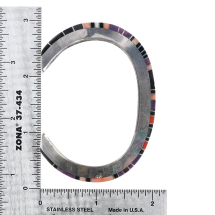 6" Gibson Nez Navajo/Apache sterling - Sugilite, coral, variscite cuff bracelet - Estate Fresh Austin