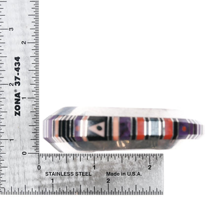 6" Gibson Nez Navajo/Apache sterling - Sugilite, coral, variscite cuff bracelet - Estate Fresh Austin