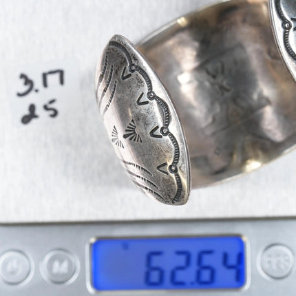 6.875 K Navajo 1970's sterling chip inlay cuff bracelet with Yei's - Estate Fresh Austin