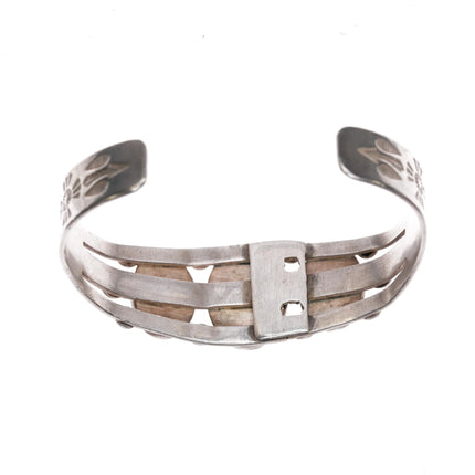 6.625" 1940's Navajo silver blue gem turquoise cuff bracelet - Estate Fresh Austin