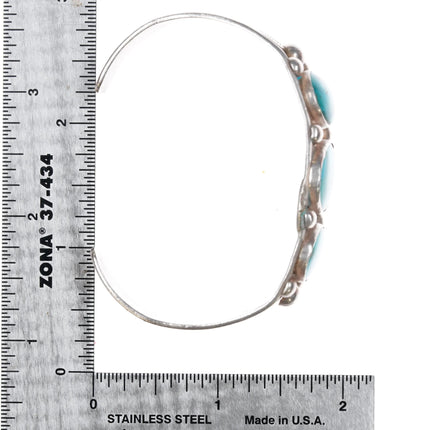 6.625" 1940's Navajo silver blue gem turquoise cuff bracelet - Estate Fresh Austin