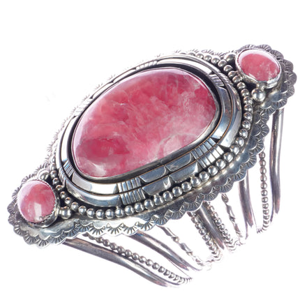 6.5" Huge WL Navajo silver Rhodochosite cuff bracelet - Estate Fresh Austin