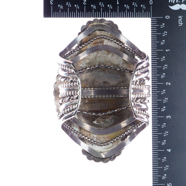 6.5" Huge WL Navajo silver Rhodochosite cuff bracelet - Estate Fresh Austin