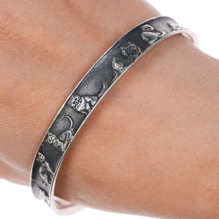 8" Retired James Avery Sterling Exotic Cats bangle bracelet - Estate Fresh Austin
