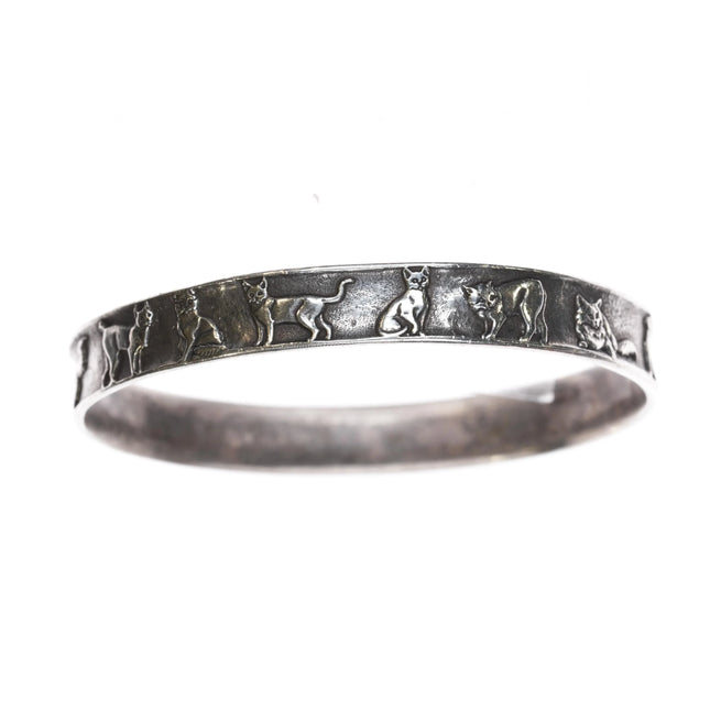 8" Retired James Avery Sterling Exotic Cats bangle bracelet (older) - Estate Fresh Austin