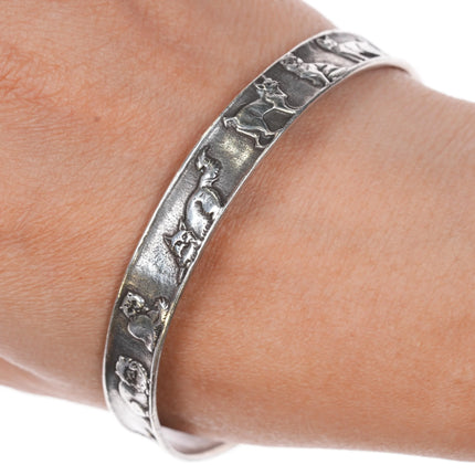 8" Retired James Avery Sterling Exotic Cats bangle bracelet (older) - Estate Fresh Austin