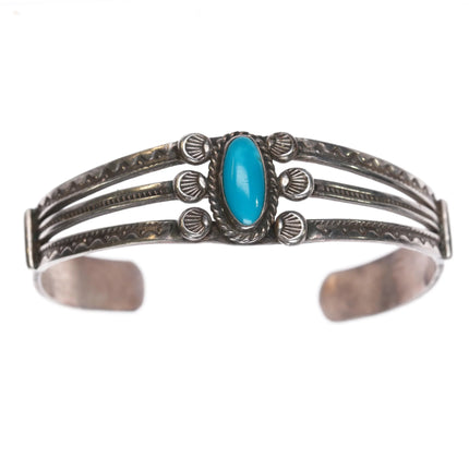 5.75" 30's-40's Navajo silver Sleeping Beauty turquoise cuff bracelet - Estate Fresh Austin