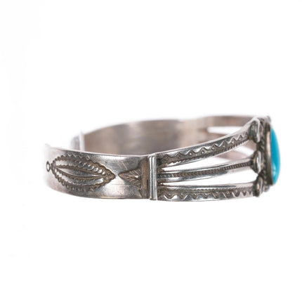 5.75" 30's-40's Navajo silver Sleeping Beauty turquoise cuff bracelet - Estate Fresh Austin
