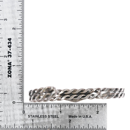 6.12" Vintage Pueblo silver twisted wire turquoise cuff bracelet - Estate Fresh Austin