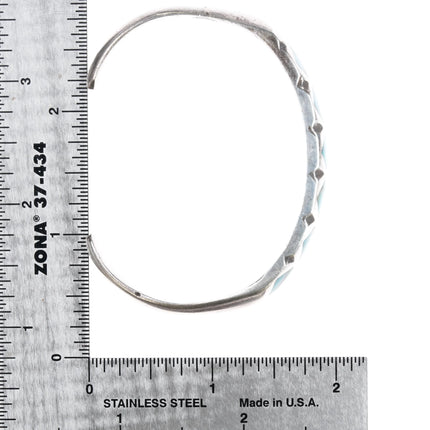 6.5" Vintage Zuni silver diamonds turquoise channel inlay cuff bracelet - Estate Fresh Austin