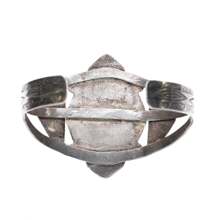 7" 30's-40's Navajo silver cuff bracelet with nice turquoise - Estate Fresh Austin