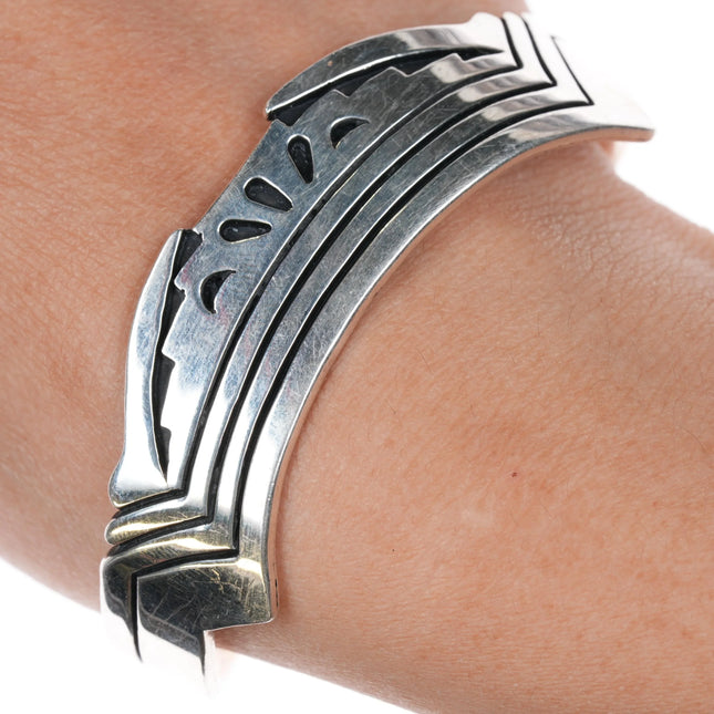7" Spencer Navajo sterling Overlay style cuff bracelet - Estate Fresh Austin