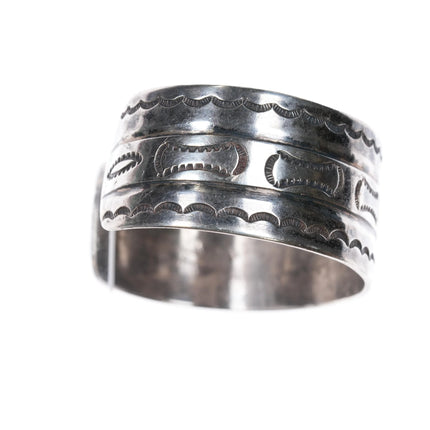 6.75" 30's Navajo Ingot silver nicely stamped cuff bracelet - Estate Fresh Austin