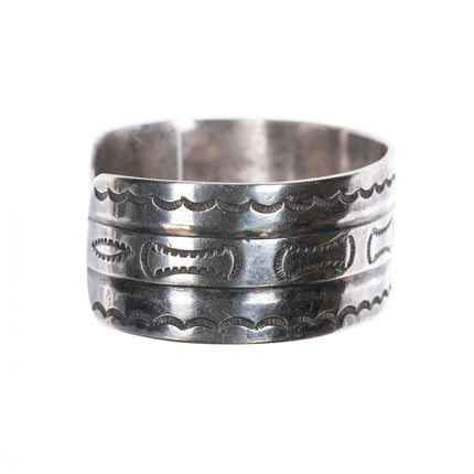 6.75" 30's Navajo Ingot silver nicely stamped cuff bracelet - Estate Fresh Austin
