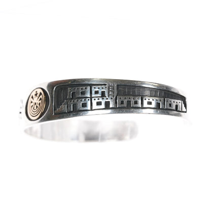 6.25" Jason Takala Hopi 14k/Sterling man in the maze cuff bracelet overlay style - Estate Fresh Austin